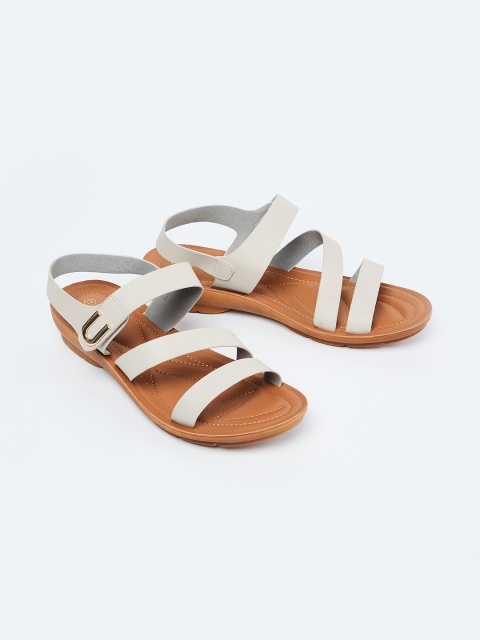 

Ginger by Lifestyle Women Off-White Solid Open Toe Flats
