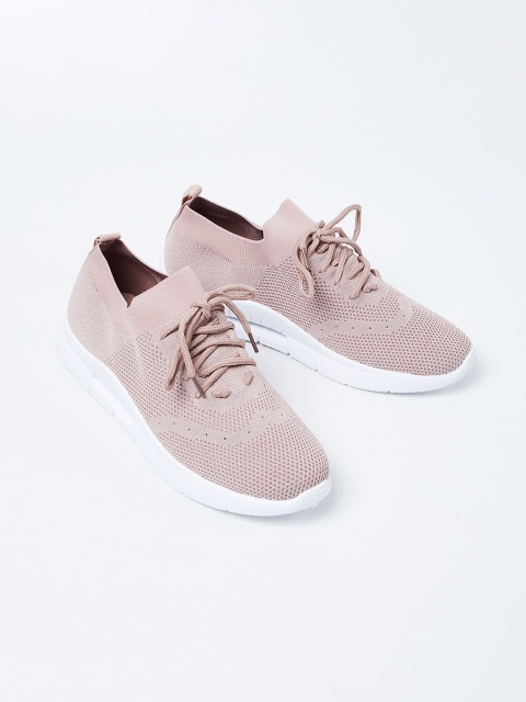 

Ginger by Lifestyle Women Pink Woven Design Synthetic Leather Mid-Top Sneakers