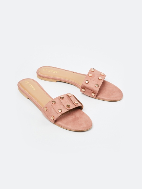 

Ginger by Lifestyle Women Pink Textured Open Toe Flats