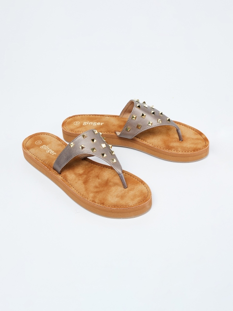 

Ginger by Lifestyle Women Grey Embellished Open Toe Flats