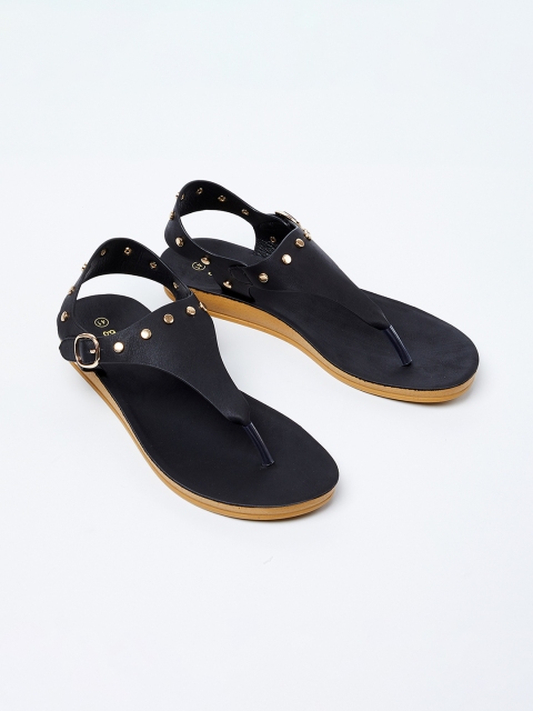 

Ginger by Lifestyle Women Black Embellished T-Strap Flats