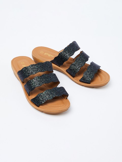 

Ginger by Lifestyle Women Black Embellished Open Toe Flats
