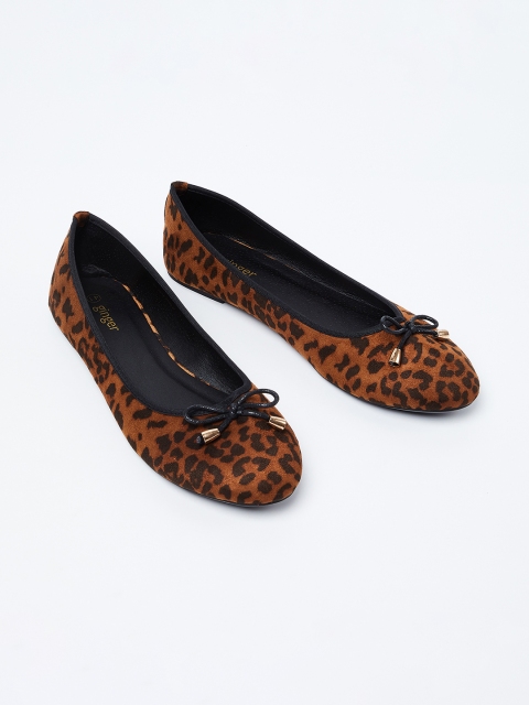 

Ginger by Lifestyle Women Camel Brown Animal Printed Ballerinas