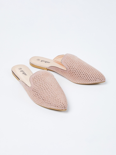 

Ginger by Lifestyle Women Nude-Toned Textured Mules