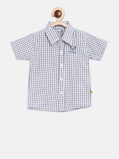 

BRATS AND DOLLS Boys Grey & White Regular Fit Checked Casual Shirt