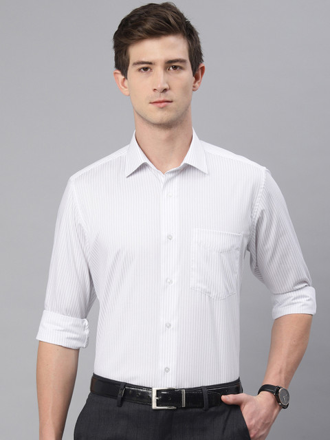 

Van Heusen Men White & Grey Striped Formal Shirt