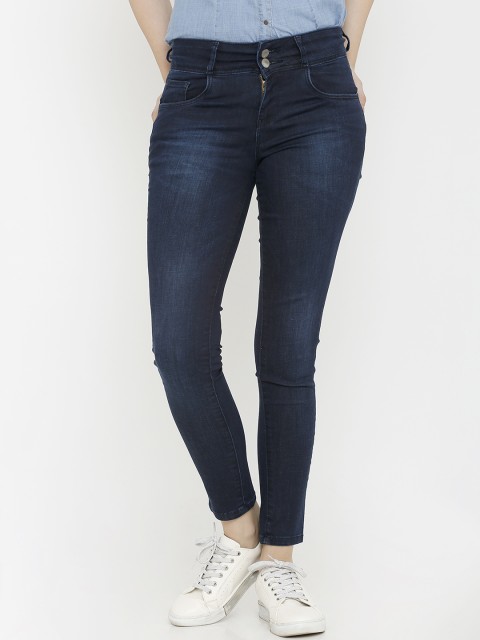 

Kraus Jeans Women K4014 Blue Skinny Fit Mid-Rise Clean Look Jeans