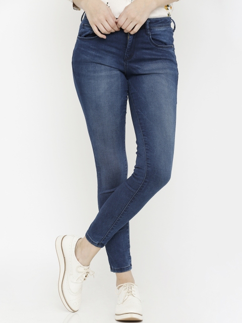 

Kraus Jeans Women K4068 Blue Super Skinny Fit Mid-Rise Clean Look Jeans