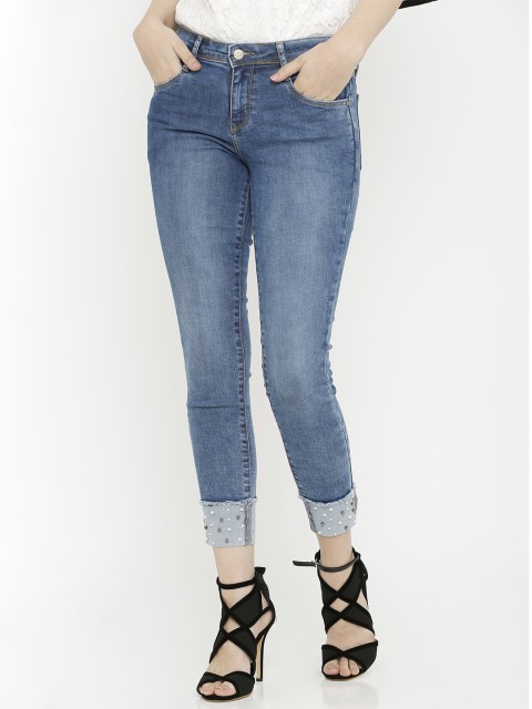 

Kraus Jeans Women High Blue Skinny Fit Mid-Rise Clean Look Jeans
