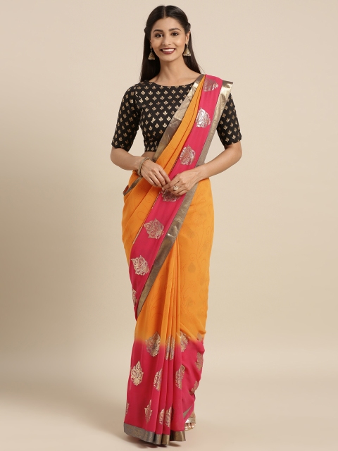 

Triveni Orange Poly Georgette Printed Saree