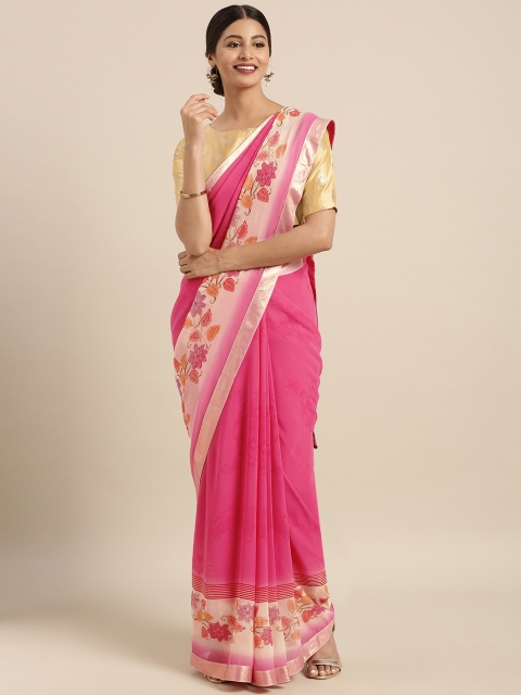 

Triveni Women Pink Poly Georgette Printed Saree