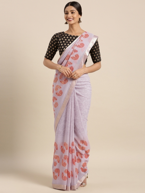 

Triveni Purple & Orange Poly Georgette Printed Saree