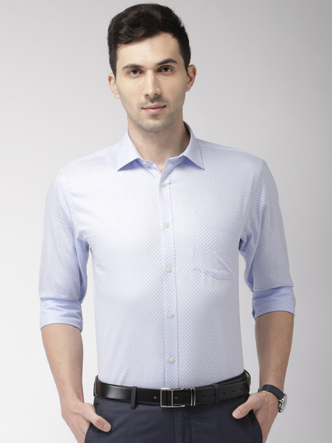 

Park Avenue Men Blue & White Slim Fit Self Design Formal Shirt