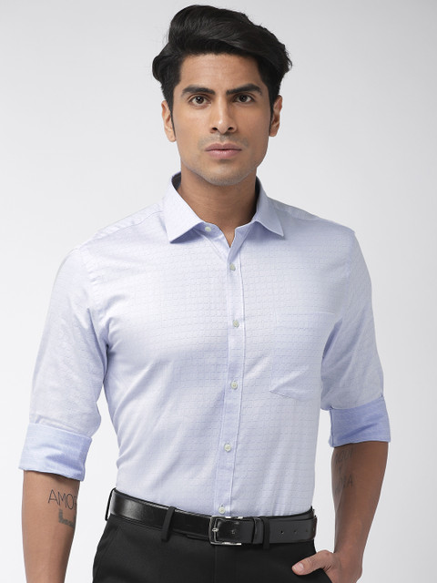 

Park Avenue Men Blue Slim Fit Self Design Formal Shirt
