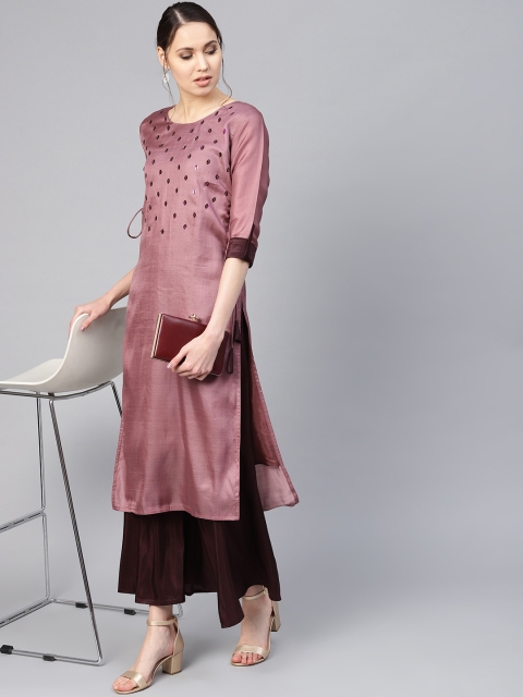 

Inddus Women Purple Yoke Design Kurta with Palazzos