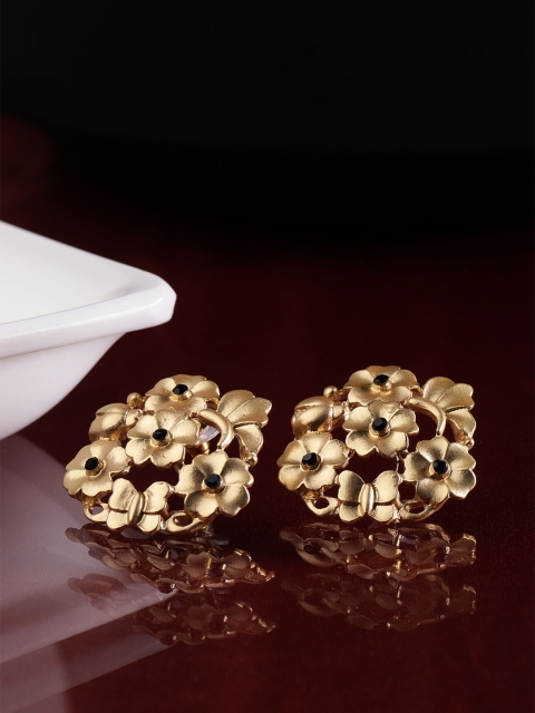 

Jewels Galaxy Gold-Plated Floral Stone-Studded Drop Earrings