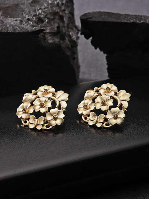 

Jewels Galaxy Gold-Plated Stone-Studded Floral Shaped Studs