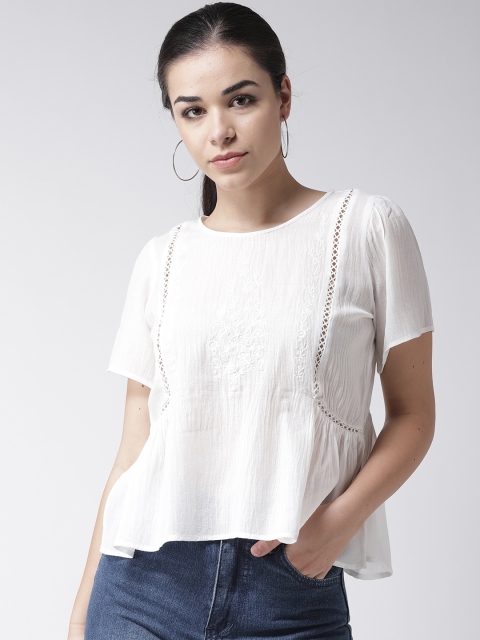 

SCOUP Women White Solid A-Line Top