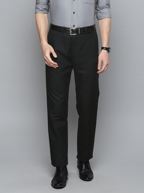 

Louis Philippe Men Black New Standard Fit Striped Formal Trousers