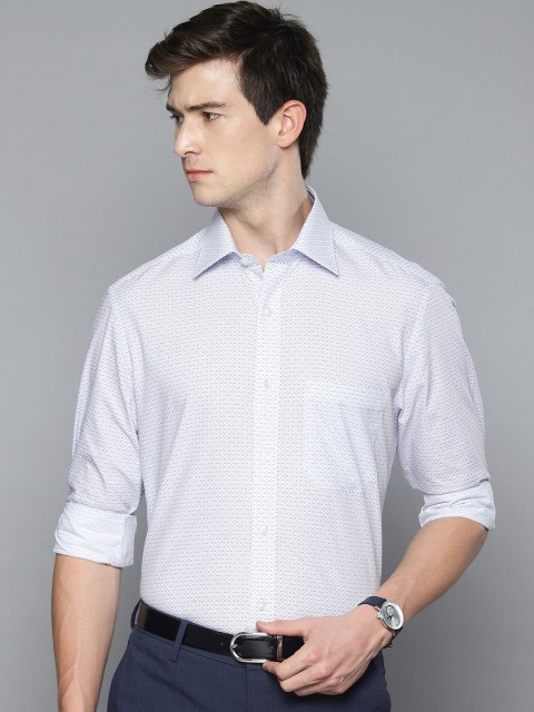 

Louis Philippe Men White & Blue Regular Fit Printed Formal Shirt