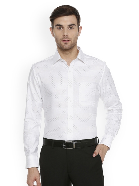

Louis Philippe Men White Regular Fit Printed Formal Shirt