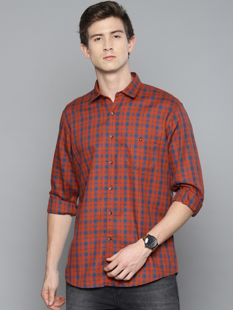 

Louis Philippe Sport Men Orange & Blue Slim Fit Checked Casual Shirt