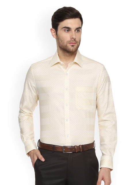 

Louis Philippe Men Cream-Coloured Regular Fit Printed Formal Shirt