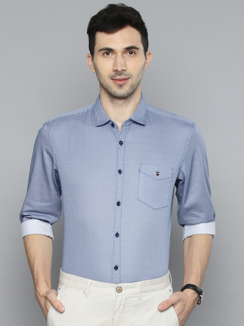 

Louis Philippe Sport Men Blue & White Slim Fit Printed Smart Casual Shirt