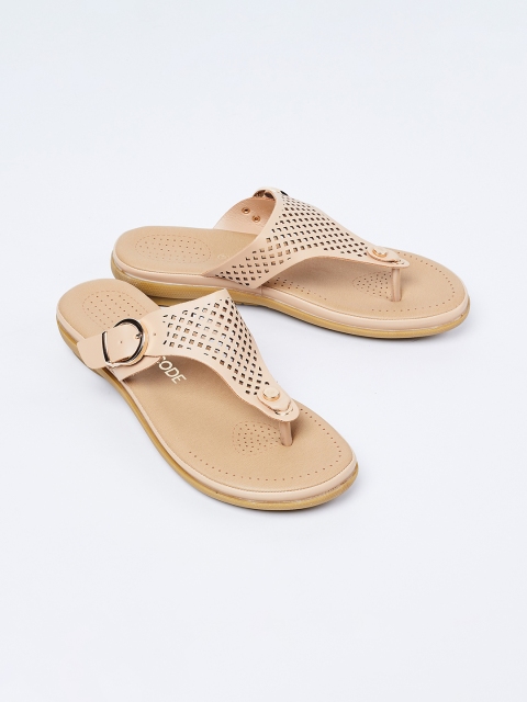

CODE by Lifestyle Women Beige Solid T-Strap Flats