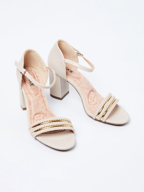 

CODE by Lifestyle Women Off-White & Gold-Toned Embellished Heels