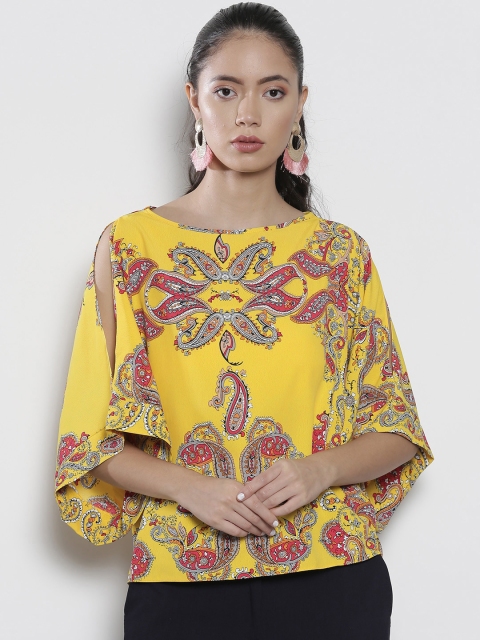 

DOROTHY PERKINS Women Yellow & Pink Printed Top