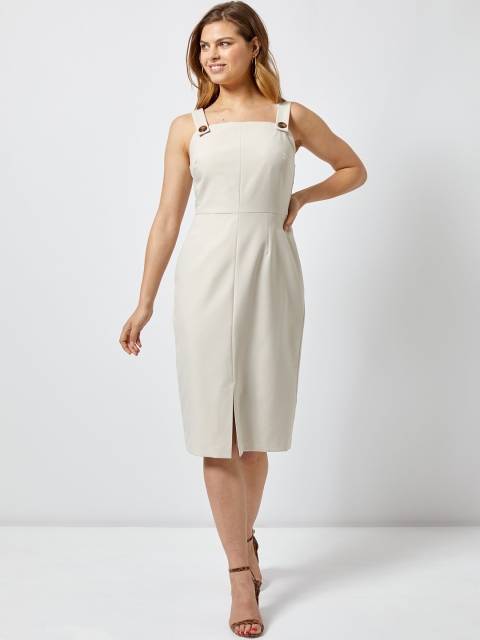 

DOROTHY PERKINS Women Beige Solid Sheath Dress