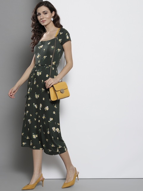 

DOROTHY PERKINS Women Green Floral Print A-Line Dress