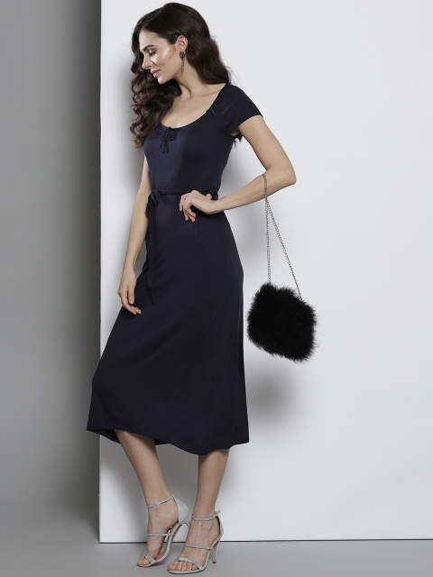 

DOROTHY PERKINS Women Navy Blue Solid Midi Shift Dress