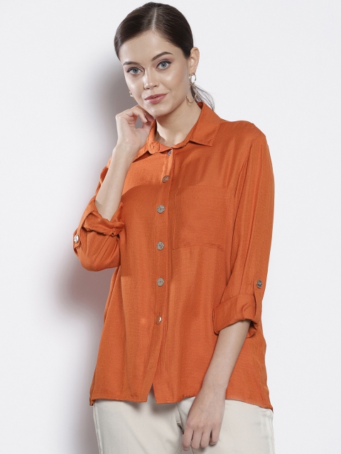 

DOROTHY PERKINS Women Orange Solid Regular Fit Casual Shirt