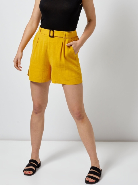 

DOROTHY PERKINS Women Mustard Yellow Solid Regular Shorts