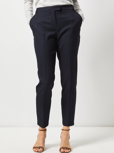 

DOROTHY PERKINS Women Navy Blue Regular Fit Self Design Formal Trousers