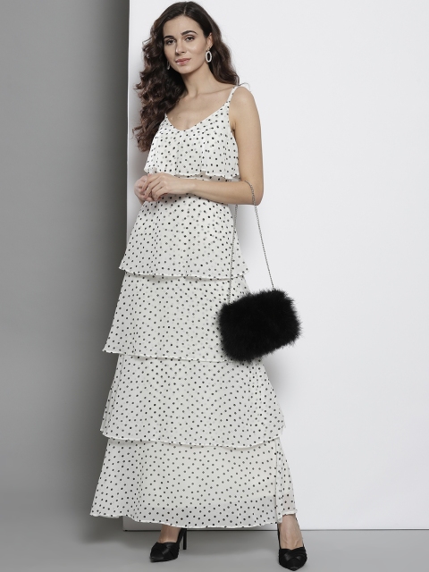 

DOROTHY PERKINS Women White & Black Printed Layered Maxi Dress