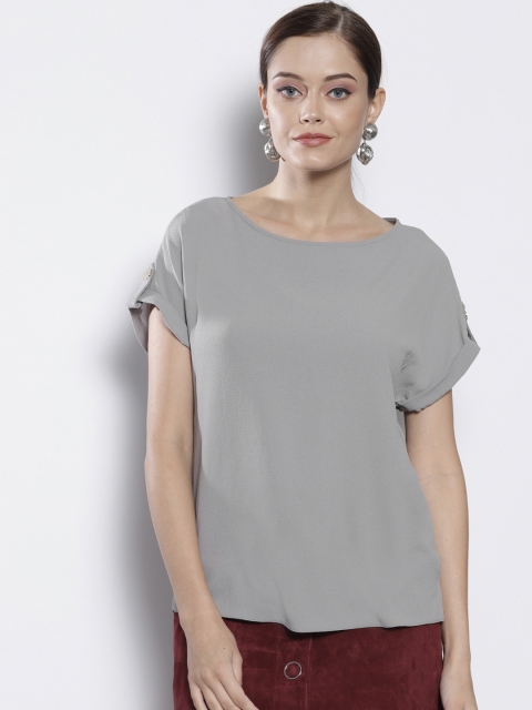

DOROTHY PERKINS Women Grey Solid Top
