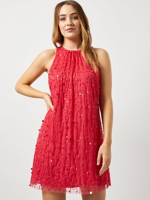 

DOROTHY PERKINS Women Pink Embellished A-Line Net Dress
