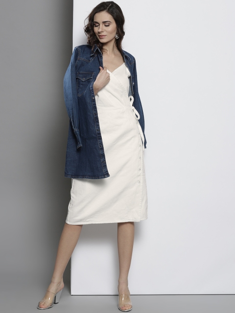 

DOROTHY PERKINS Women Off-White Solid Wrap Dress