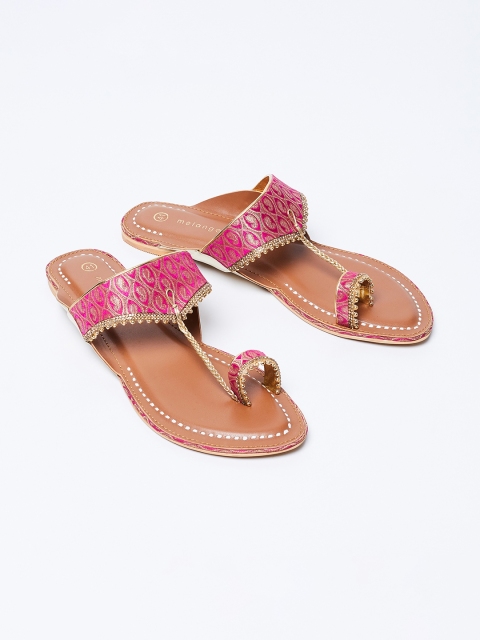 

Melange by Lifestyle Women Pink Woven Design One Toe Flats