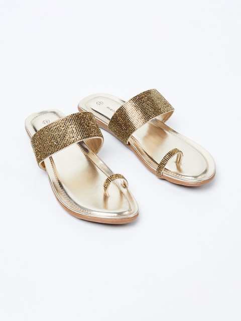 

Melange by Lifestyle Women Gold-Toned Embellished One Toe Flats