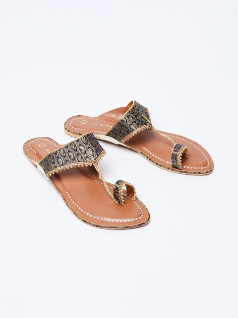 

Melange by Lifestyle Women Navy Blue Woven Design One Toe Flats