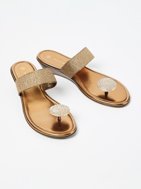 

Melange by Lifestyle Women Bronze-Toned Embellished Sandals