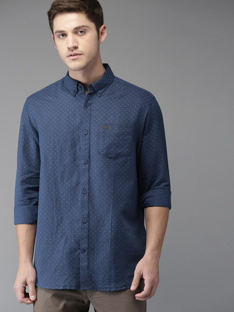 

THE BEAR HOUSE Men Blue Slim Fit Printed Casual Shirt