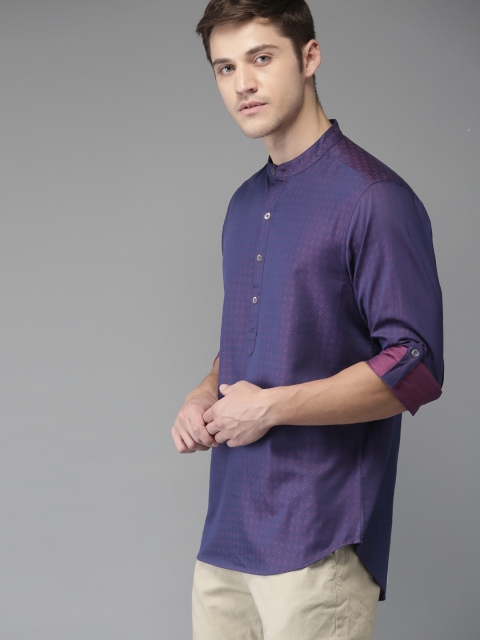 

THE BEAR HOUSE Men Purple Slim Fit Self Design Casual Shirt
