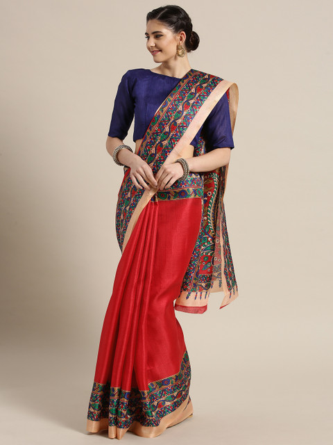 

Saree mall Women Pink Solid Saree