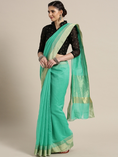 

Saree mall Green & Golden Solid Saree