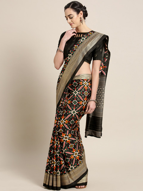 

Saree mall Black & Red Printed Patola Saree